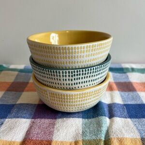 Hearth and Hand Magnolia textured ceramic bowls set of 3 green and yellow